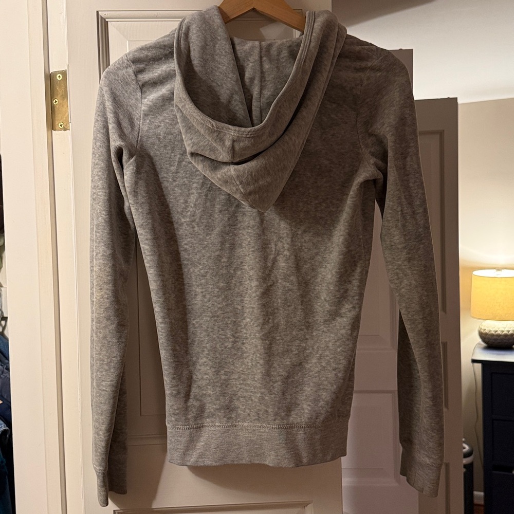 Juicy Couture Velour Zip Hoodie Y2K Gray Track Jacket Size Small Soft Lounge - Picture 5 of 5